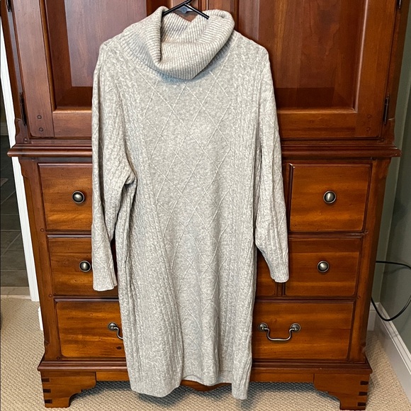 Talbots Light Gray Cable Knit Turtleneck Dress - Picture 1 of 1